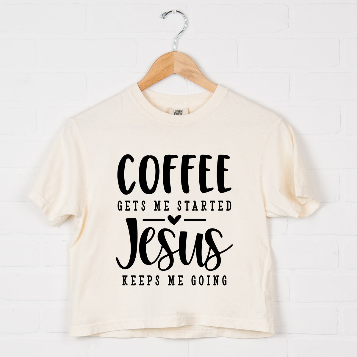Coffee Gets Me Started - Women's Boxy Crop Top Graphic T-Shirt