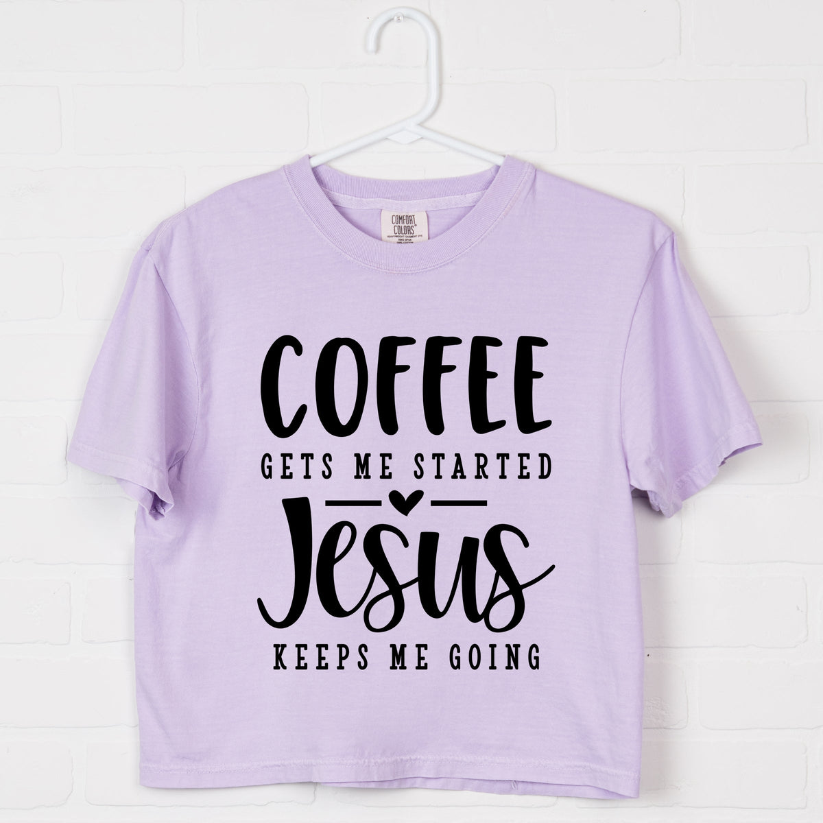 Coffee Gets Me Started - Women's Boxy Crop Top Graphic T-Shirt