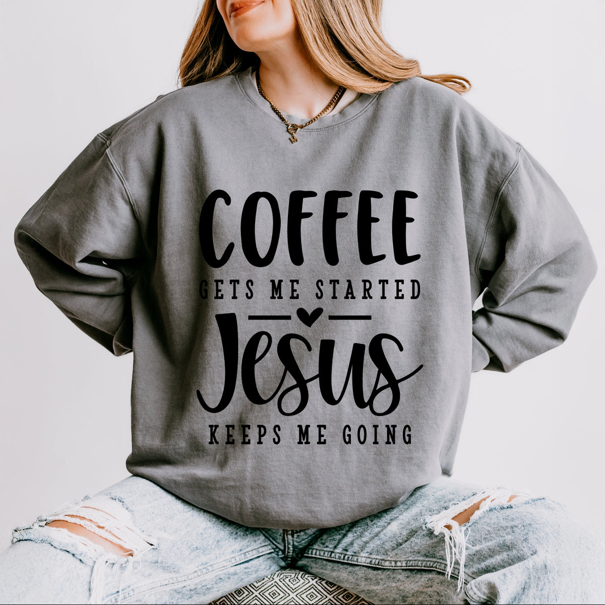 Coffee Gets Me Started - Women's Lightweight Garment Dyed Sweatshirt