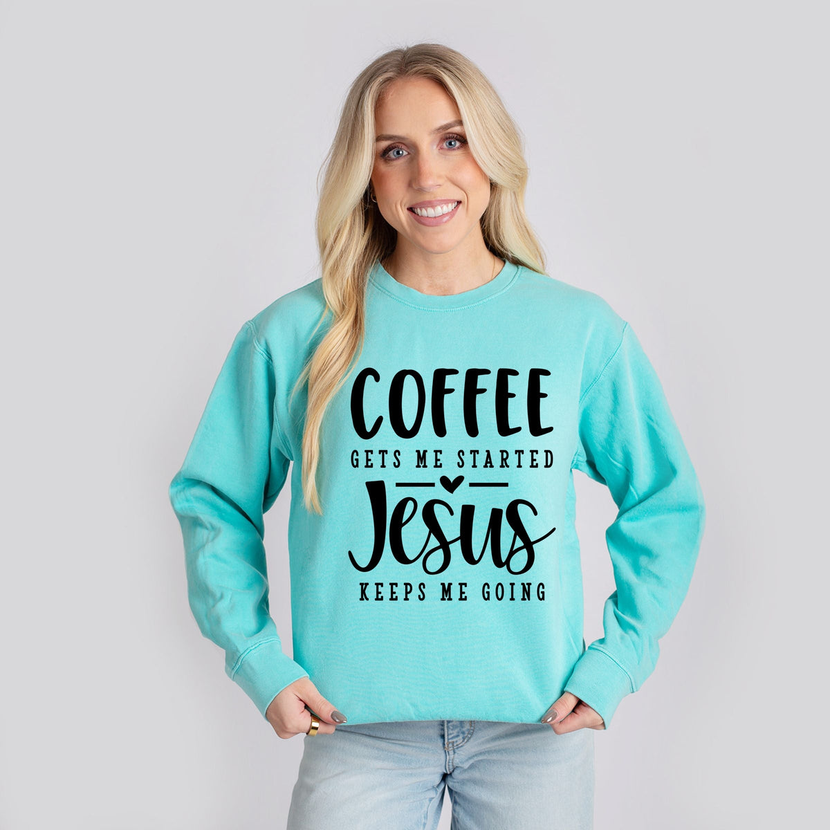 Coffee Gets Me Started - Women's Lightweight Garment Dyed Sweatshirt
