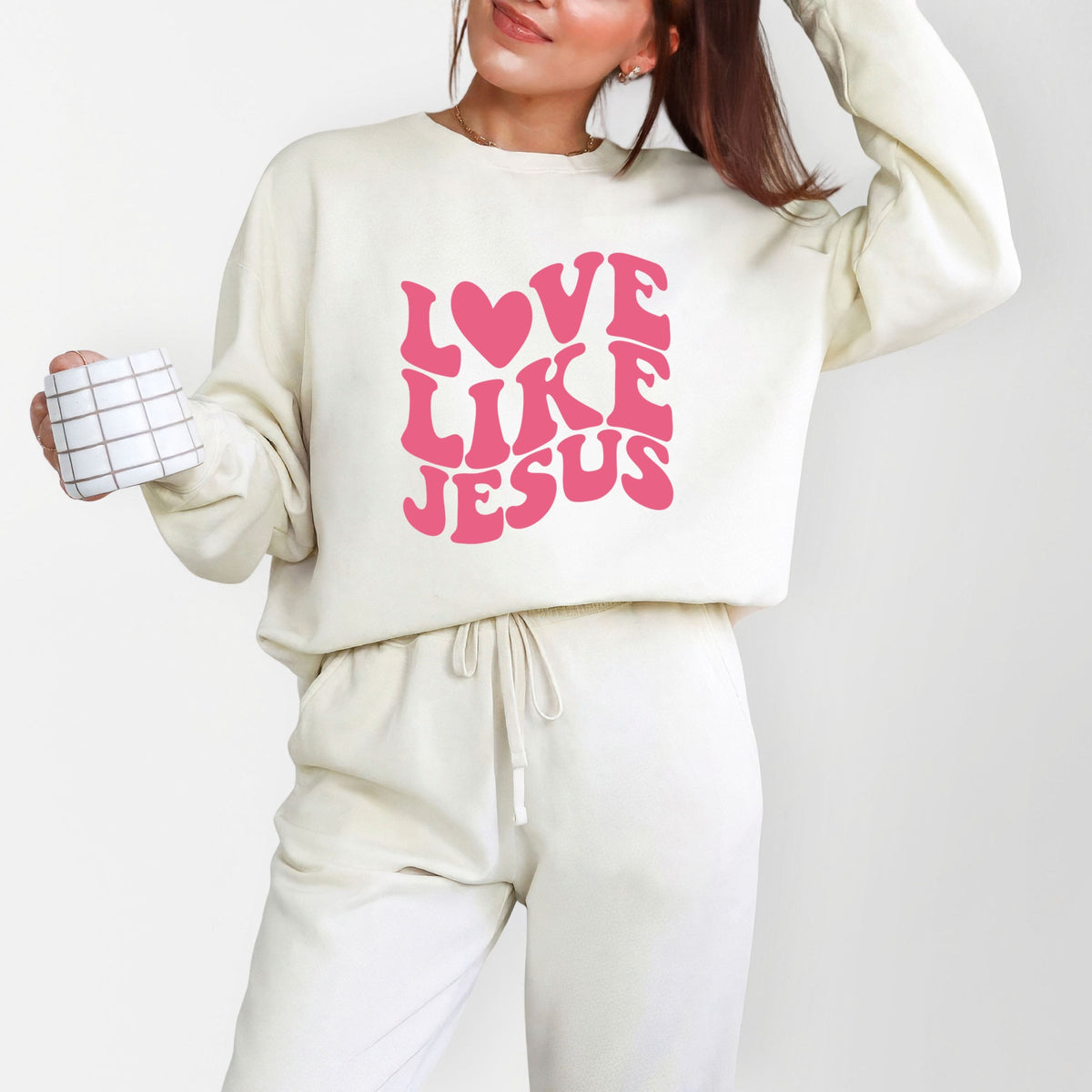 Love Like Jesus Stacked - Women's Lightweight Garment Dyed Sweatshirt
