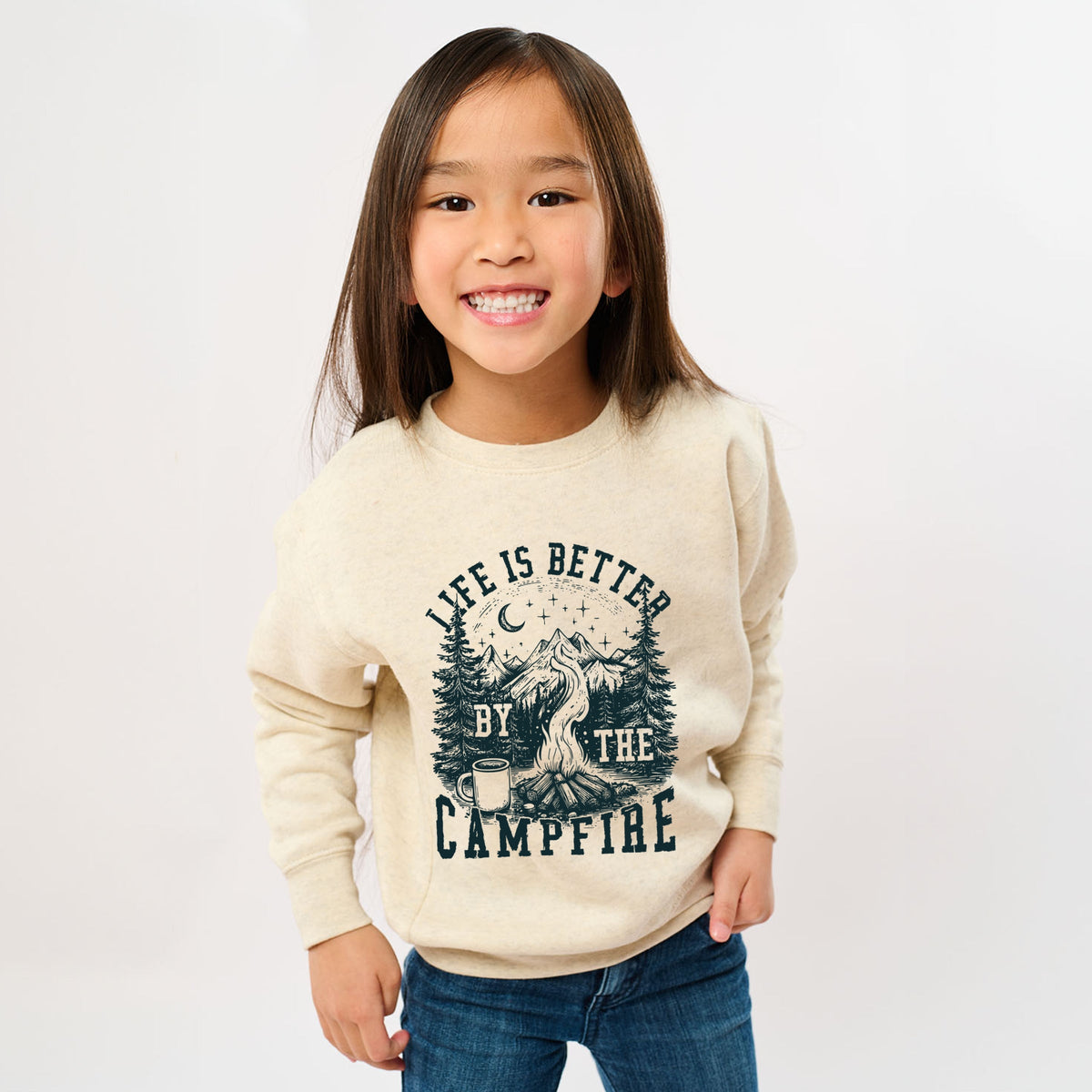 Life is Better by the Campfire Forest - Youth Graphic Sweatshirt