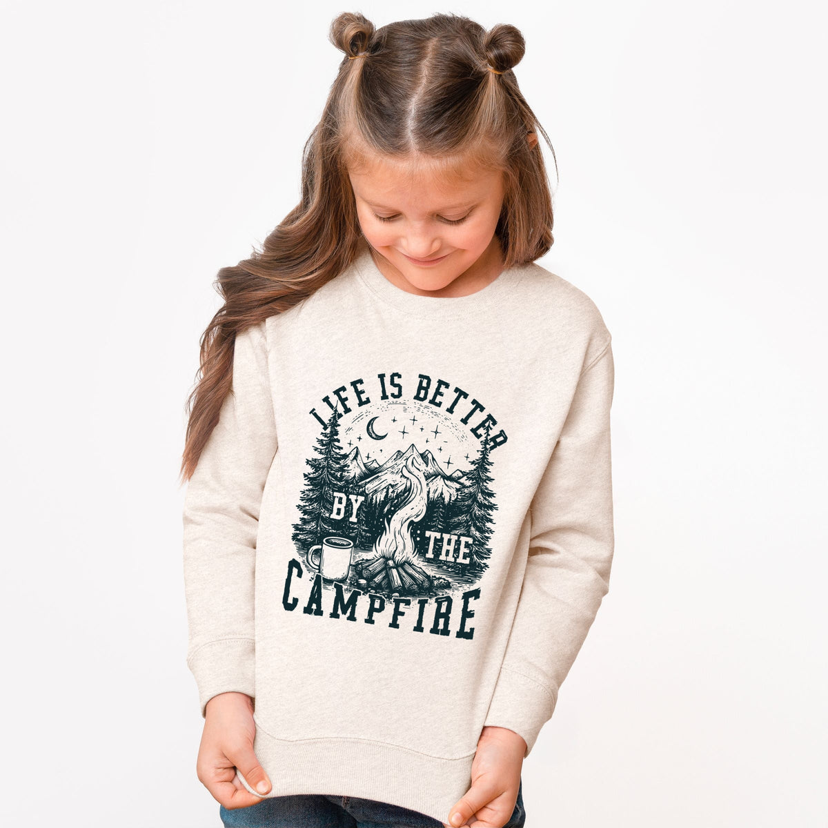 Life is Better by the Campfire Forest - Youth Graphic Sweatshirt