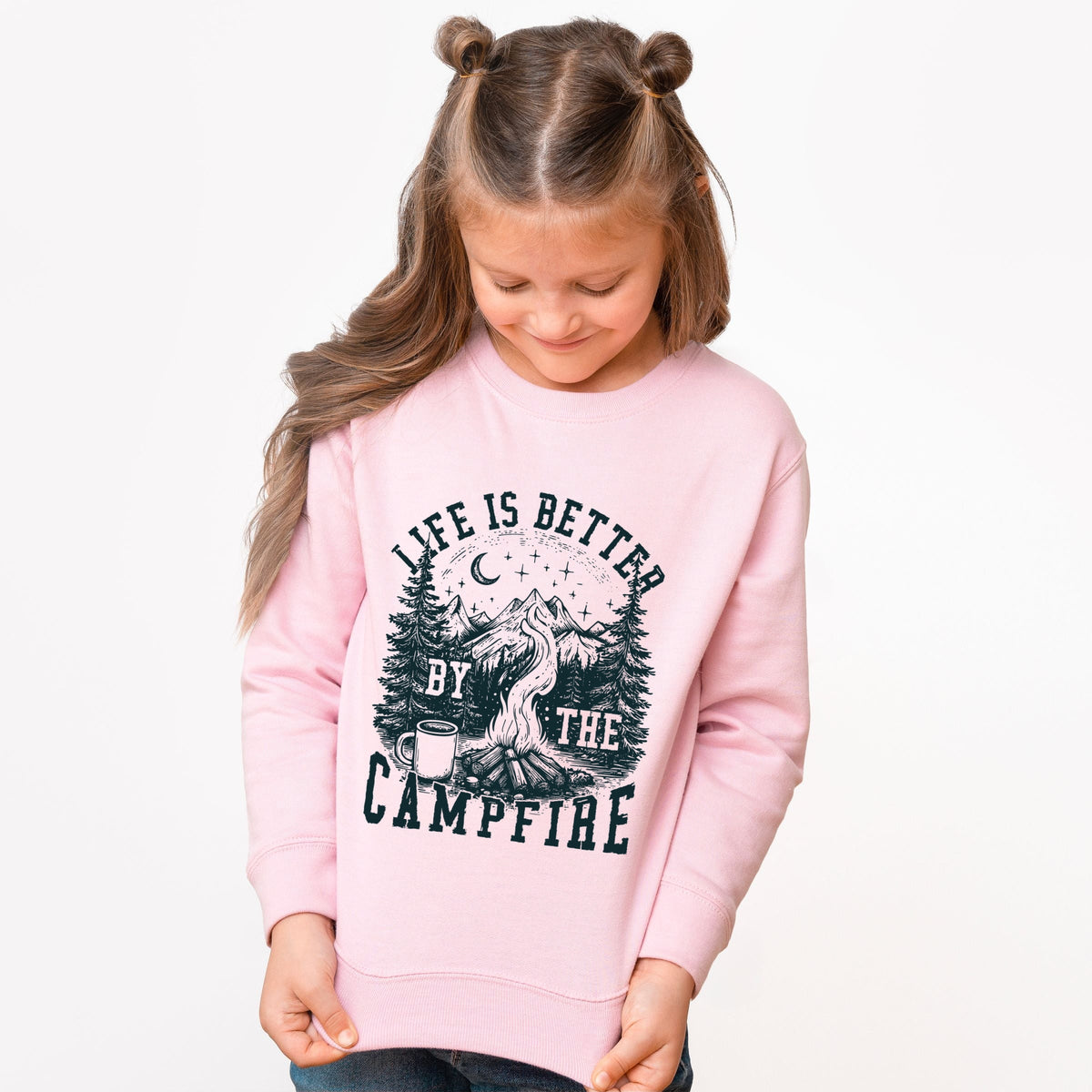 Life is Better by the Campfire Forest - Youth Graphic Sweatshirt