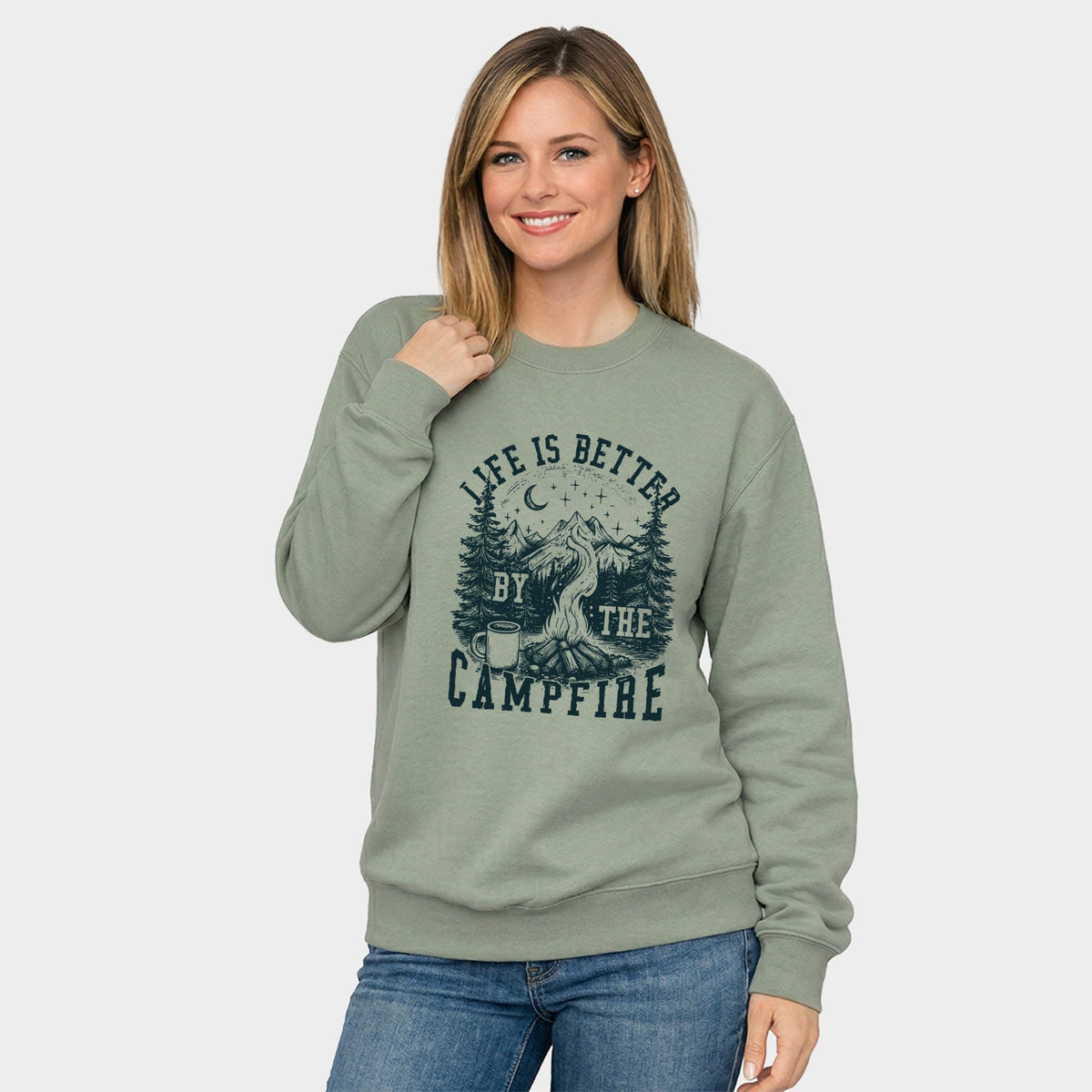 Life is Better by the Campfire Forest - Women's Graphic Sweatshirt
