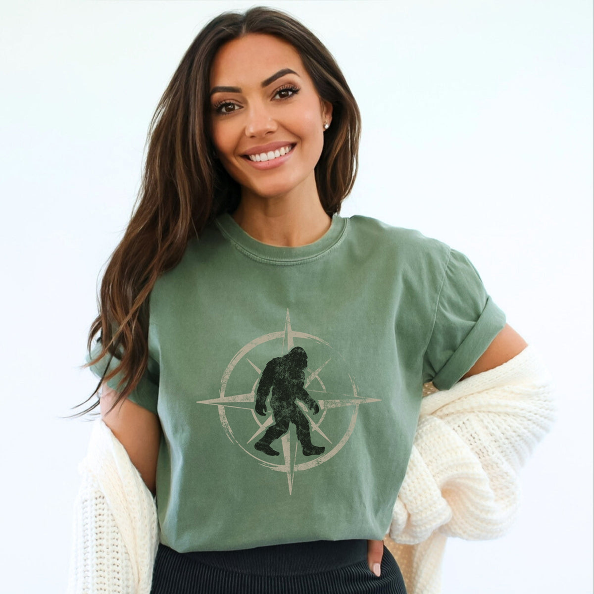 Wild Compass Distressed - Women's Garment Dyed Graphic T-Shirt