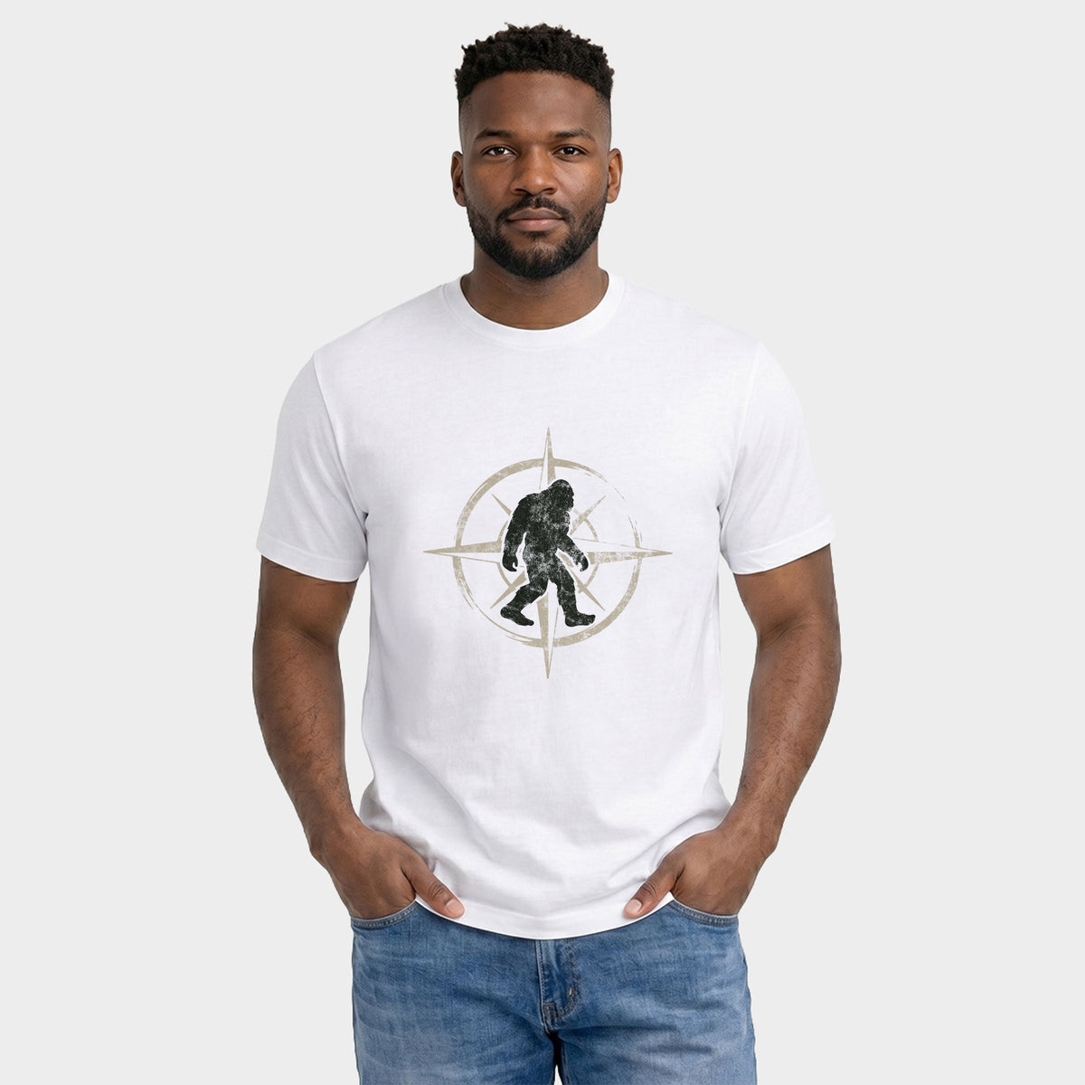 Wild Compass Distressed - Men's Garment Dyed Graphic T-Shirt