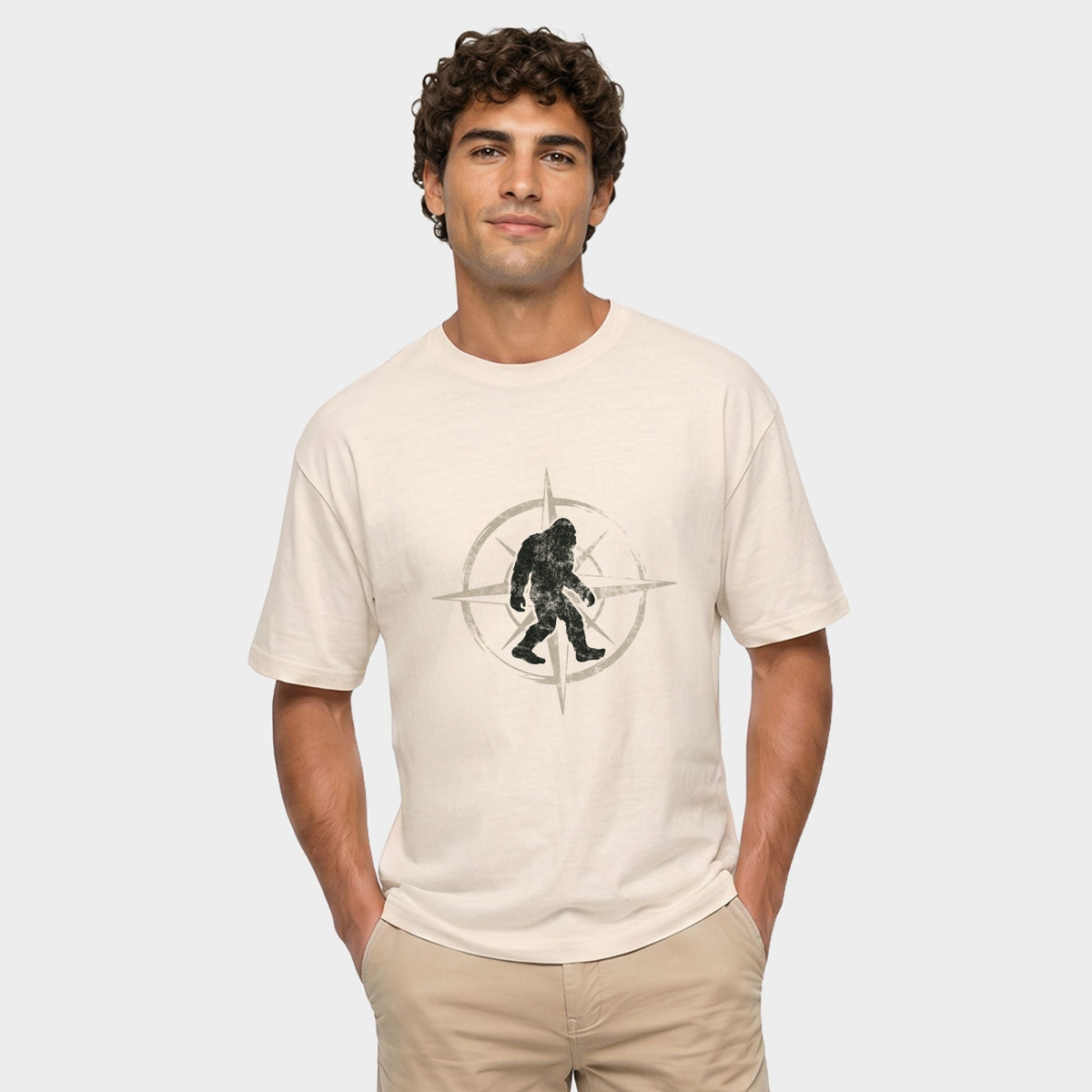 Wild Compass Distressed - Men's Garment Dyed Graphic T-Shirt
