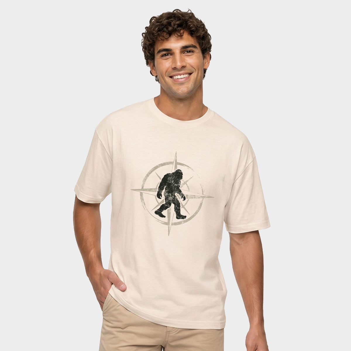 Wild Compass Distressed - Men's Garment Dyed Graphic T-Shirt