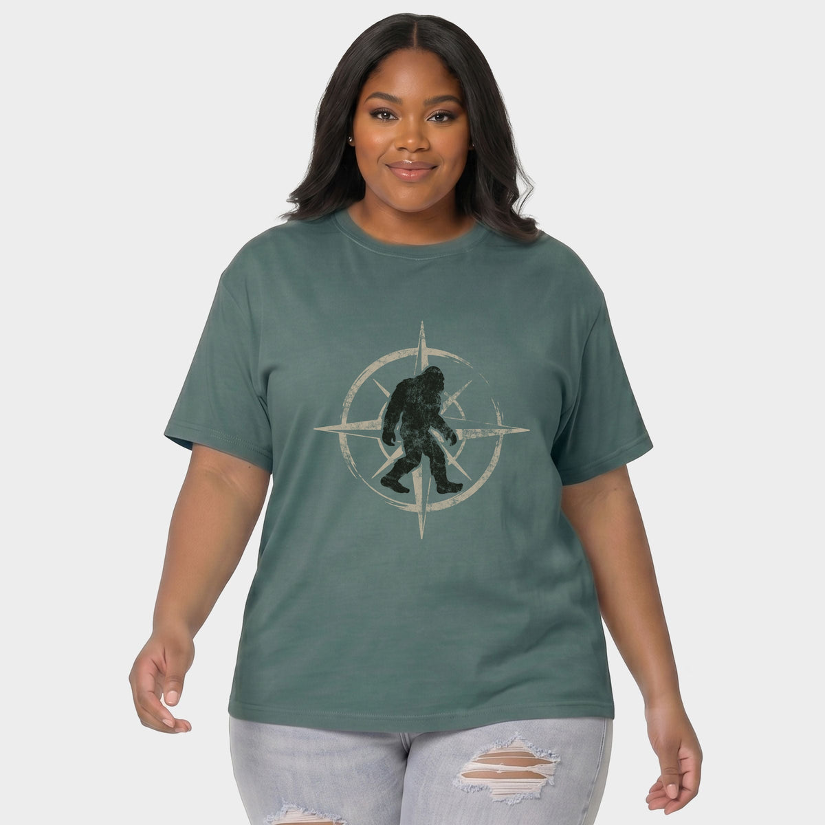 Wild Compass Distressed - Women's Plus Garment Dyed Tee