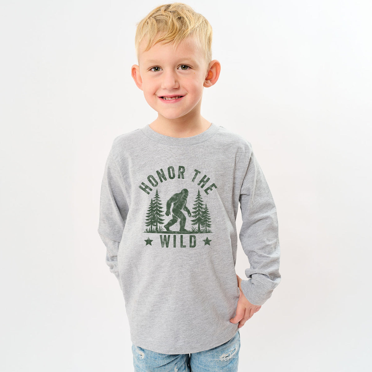 Honor The Wild Distressed - Youth Long Sleeve Graphic T-Shirt