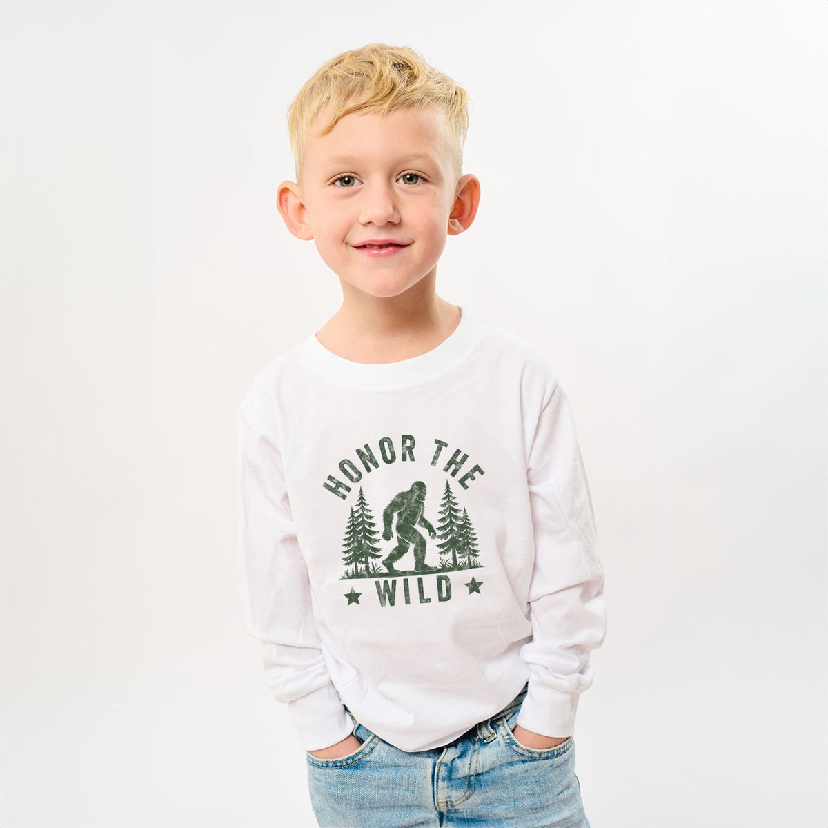 Honor The Wild Distressed - Youth Long Sleeve Graphic T-Shirt