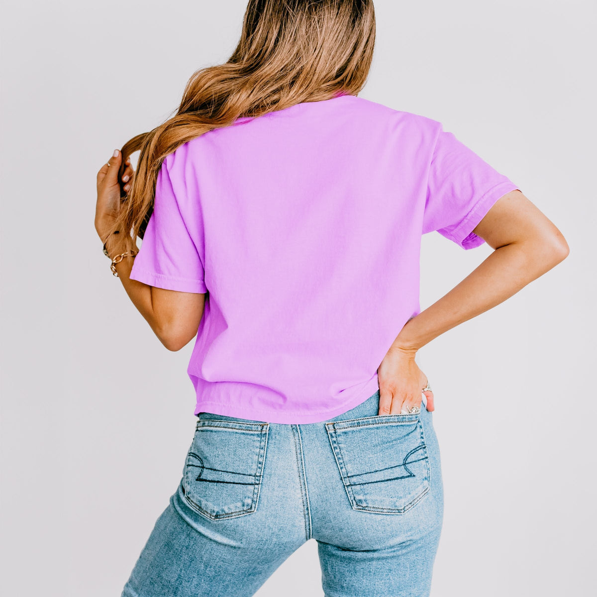 Three Flower Stamp - Women's Boxy Crop Top Graphic T-Shirt