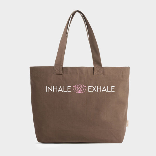Inhale Exhale Lotus - Zippered Canvas Tote