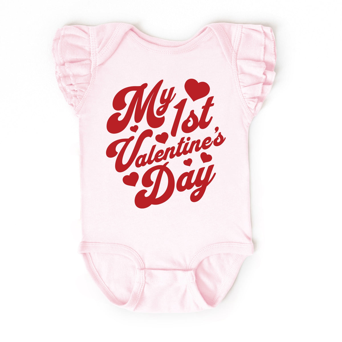 First Valentine's Cursive - Baby Flutter Sleeve Bodysuit