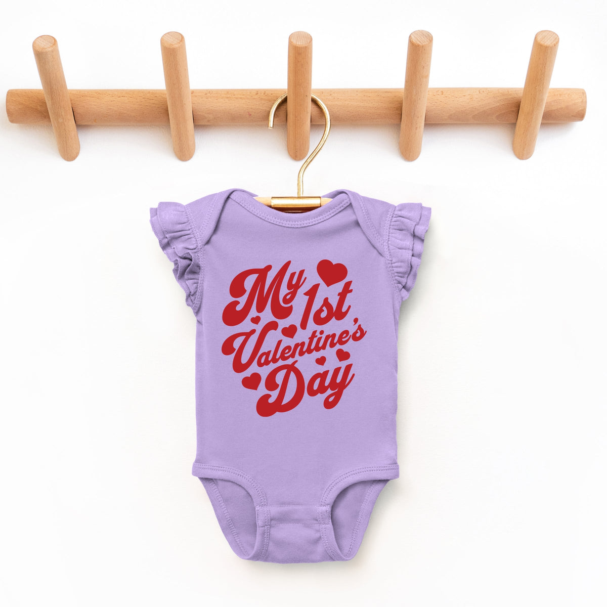 First Valentine's Cursive - Baby Flutter Sleeve Bodysuit