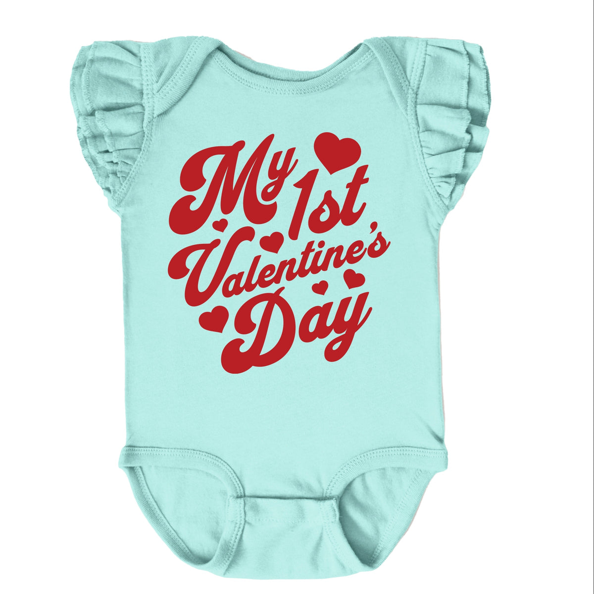 First Valentine's Cursive - Baby Flutter Sleeve Bodysuit