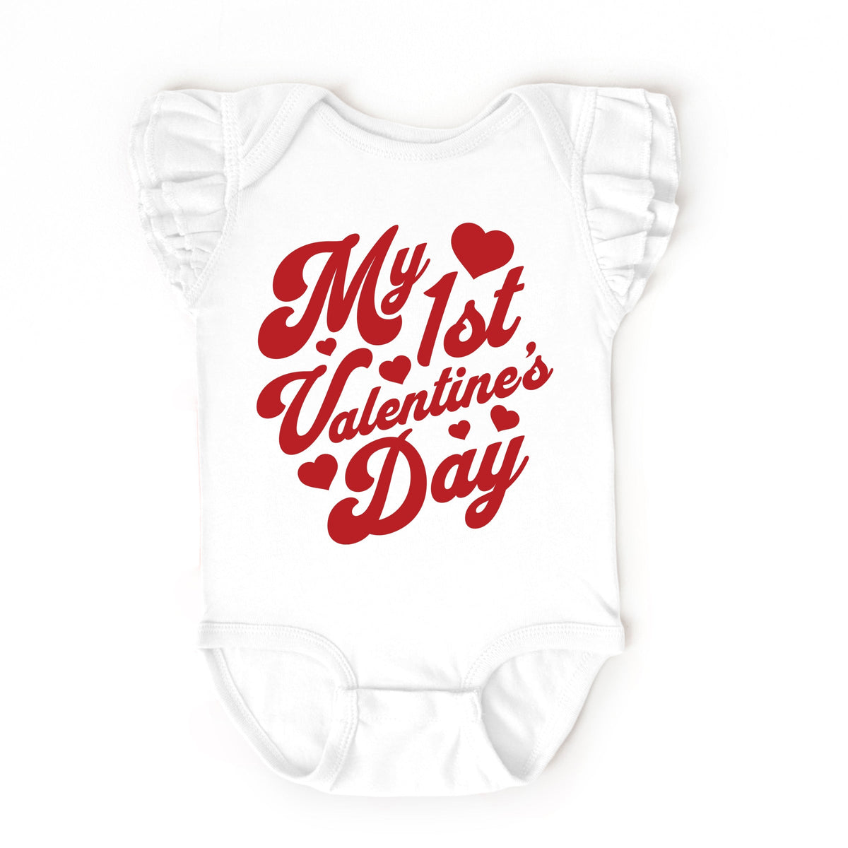 First Valentine's Cursive - Baby Flutter Sleeve Bodysuit