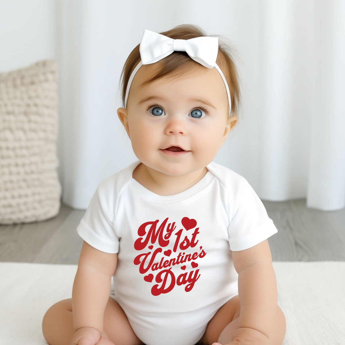 First Valentine's Cursive - Baby Short Sleeve Graphic Bodysuit