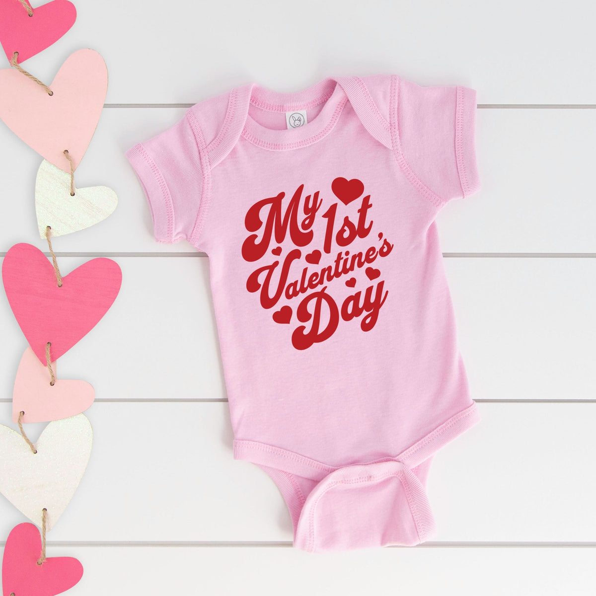 First Valentine's Cursive - Baby Short Sleeve Graphic Bodysuit
