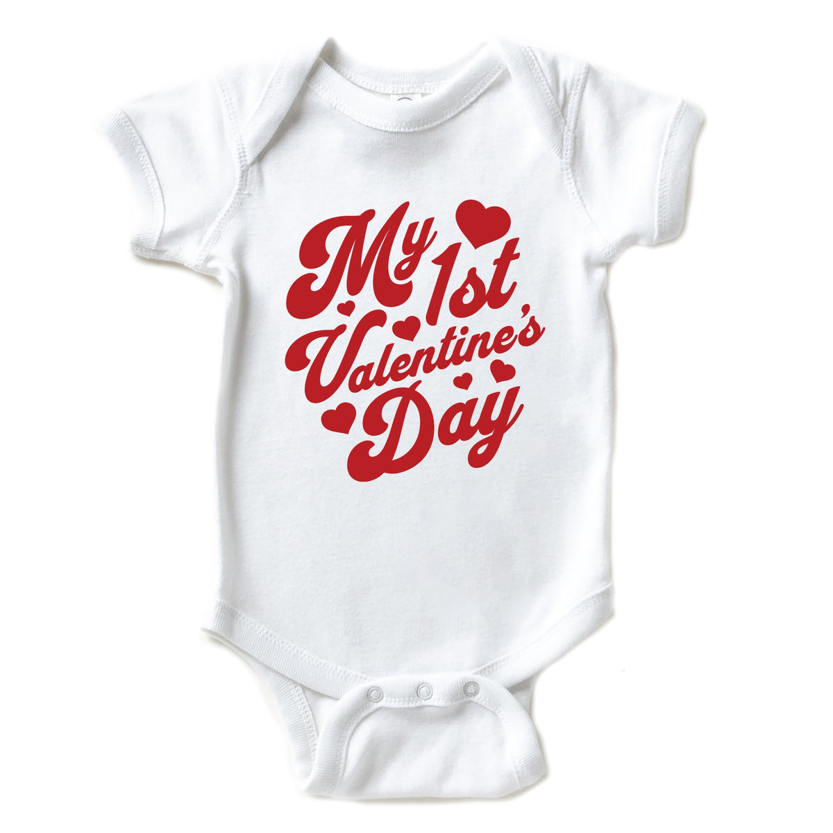 First Valentine's Cursive - Baby Short Sleeve Graphic Bodysuit