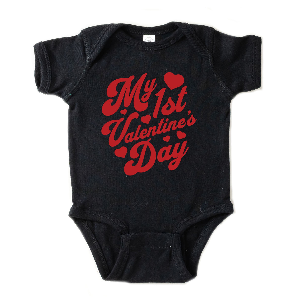 First Valentine's Cursive - Baby Short Sleeve Graphic Bodysuit