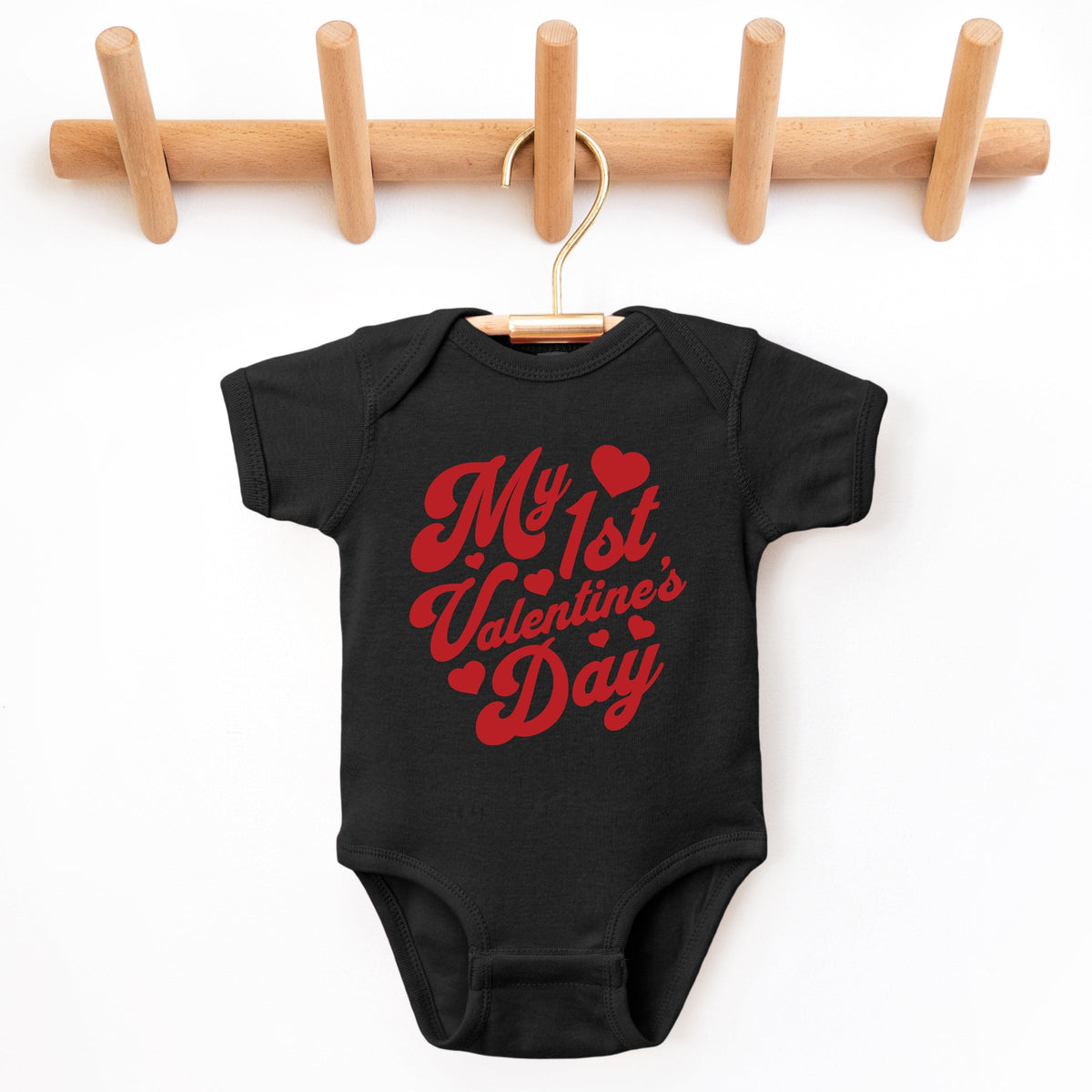First Valentine's Cursive - Baby Short Sleeve Graphic Bodysuit