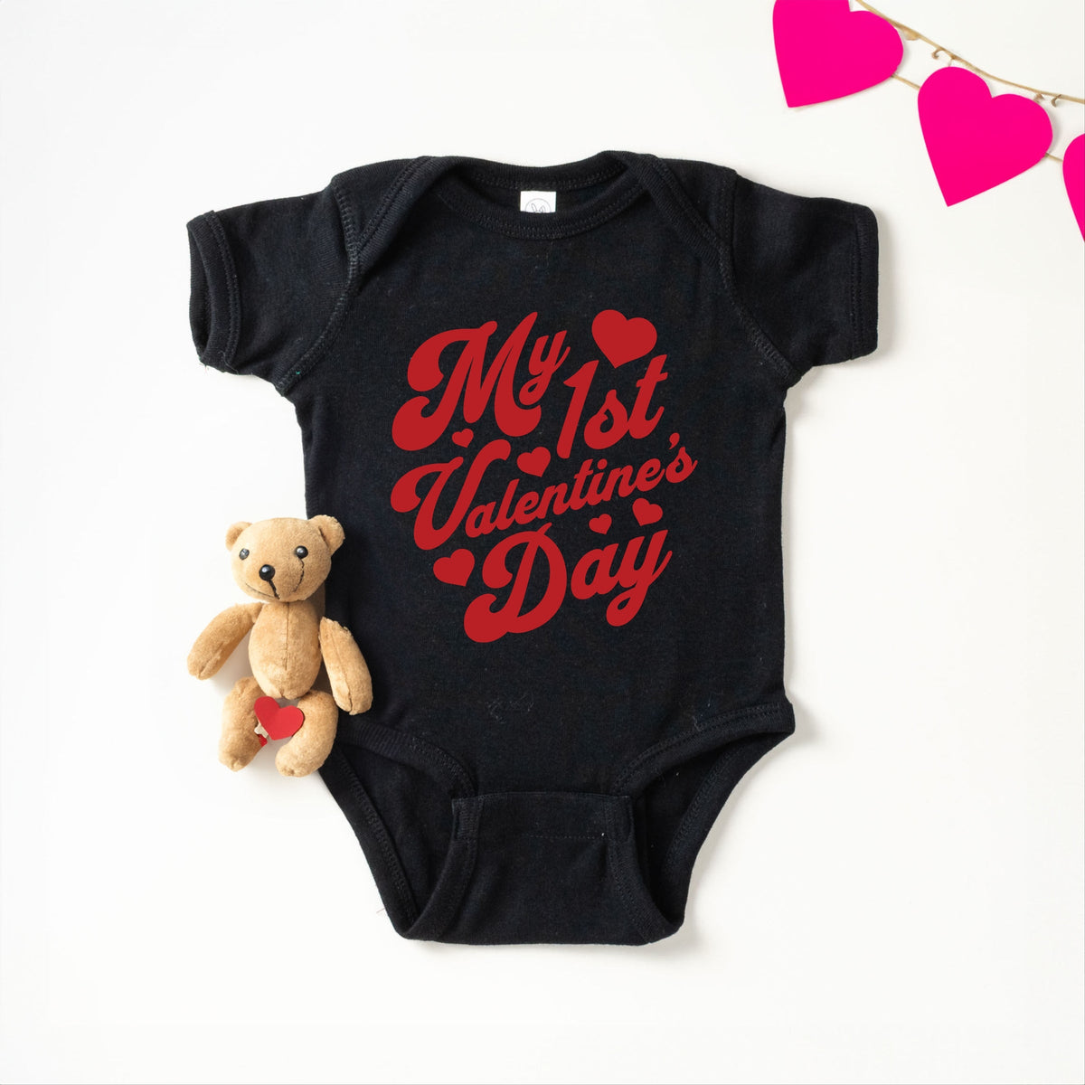 First Valentine's Cursive - Baby Short Sleeve Graphic Bodysuit
