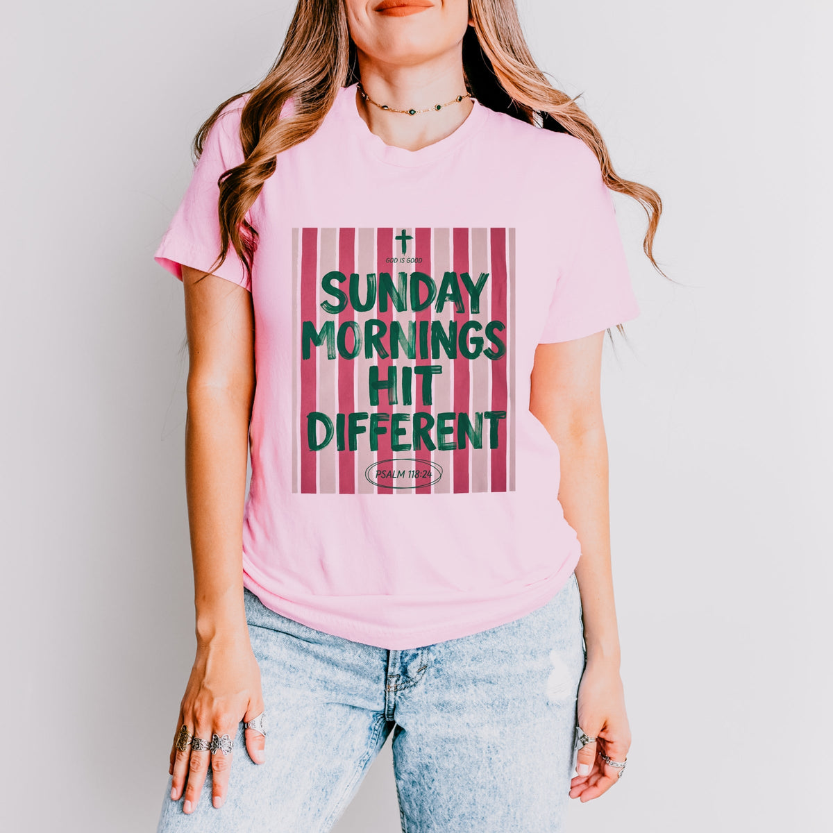 Sunday Mornings Hit Different Stripes - Women's Short Sleeve Graphic T-Shirt