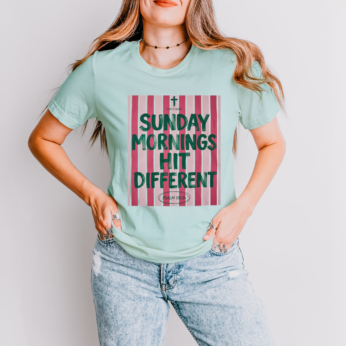Sunday Mornings Hit Different Stripes - Women's Short Sleeve Graphic T-Shirt