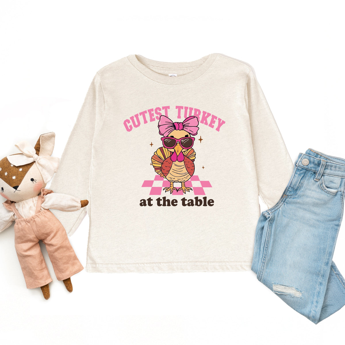 Cutest Turkey At The Table - Toddler Long Sleeve Graphic Tee