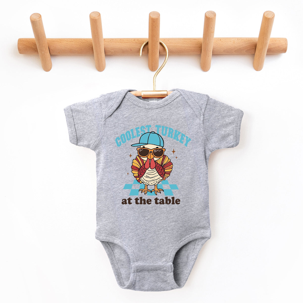 Coolest Turkey At The Table - Baby Short Sleeve Graphic Bodysuit