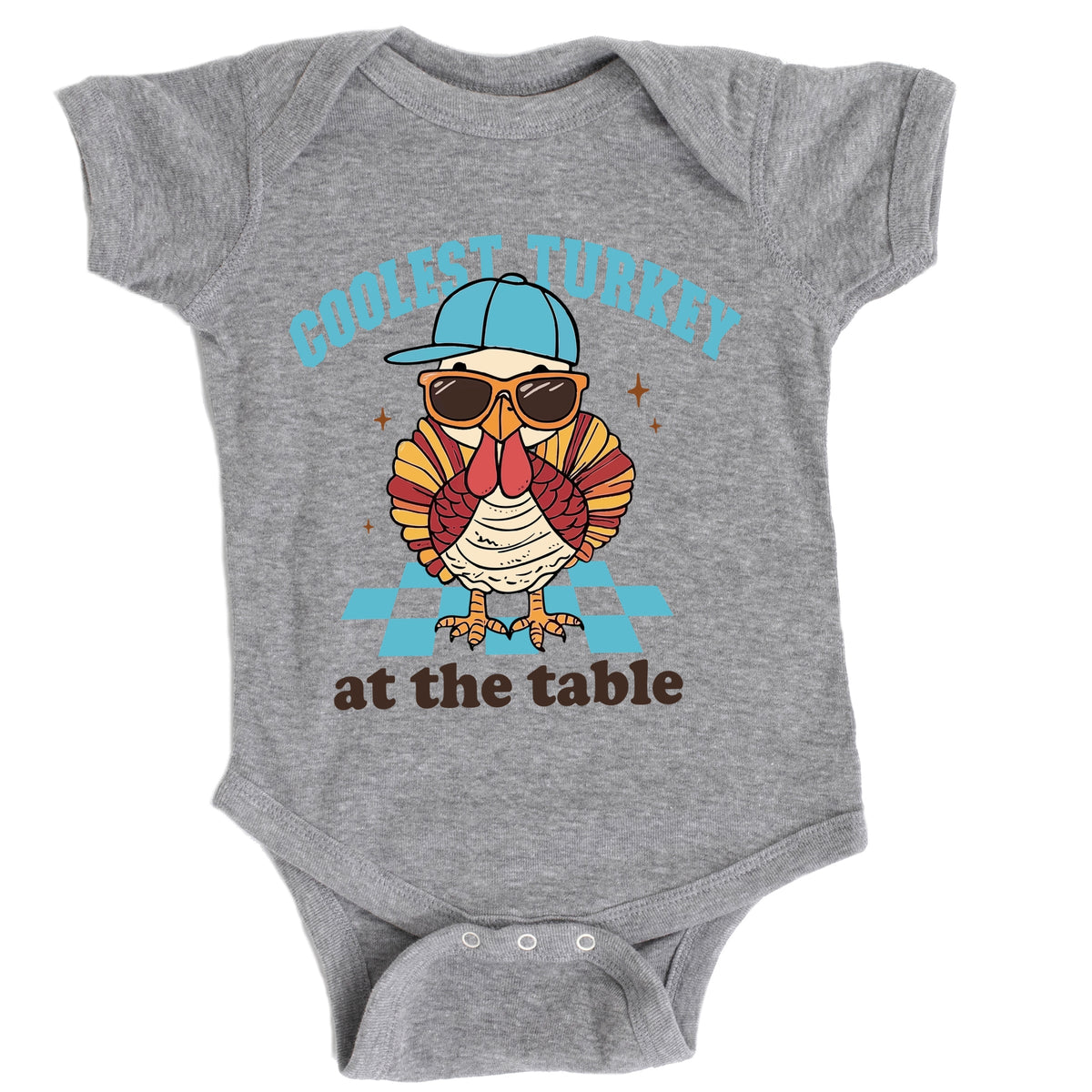Coolest Turkey At The Table - Baby Short Sleeve Graphic Bodysuit