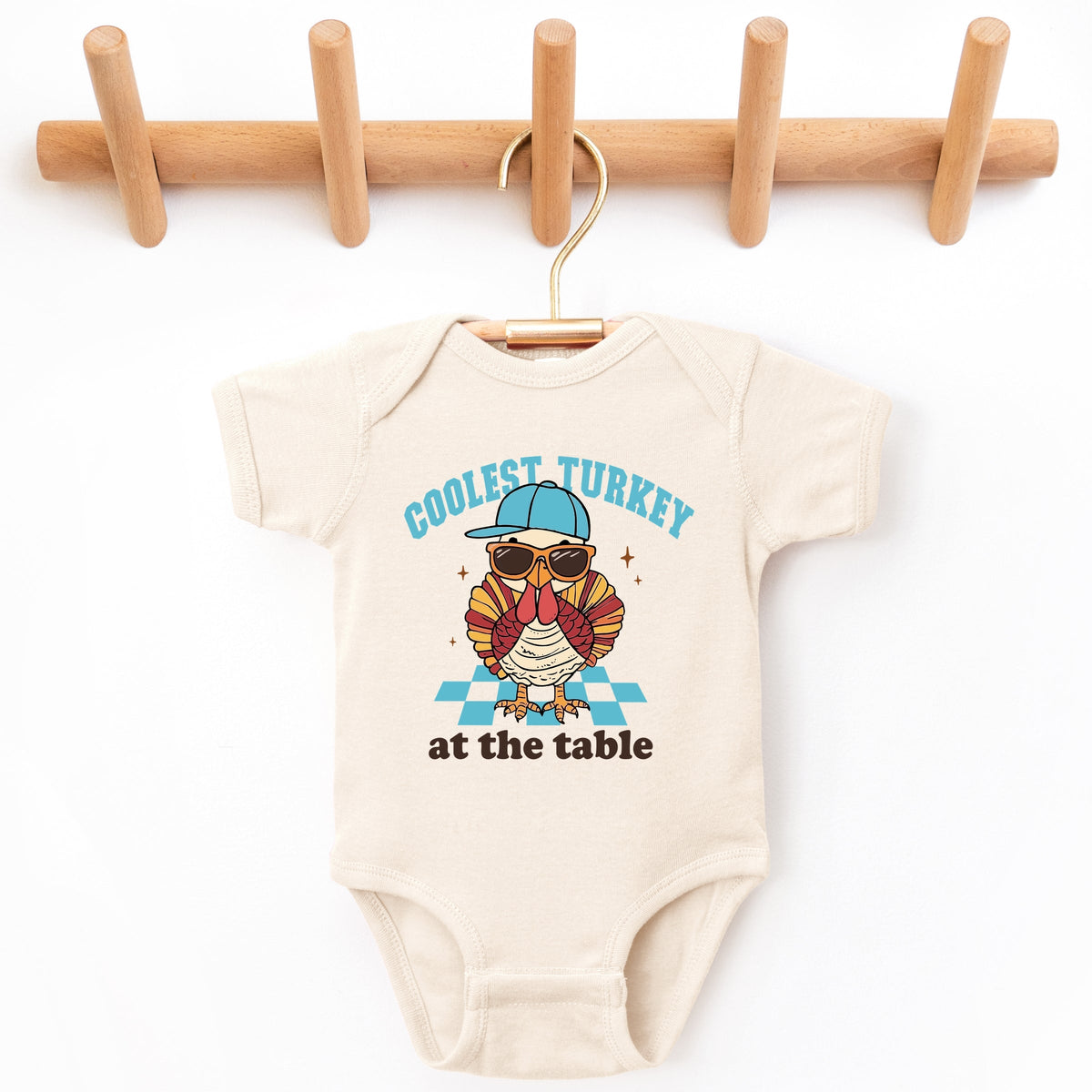 Coolest Turkey At The Table - Baby Short Sleeve Graphic Bodysuit