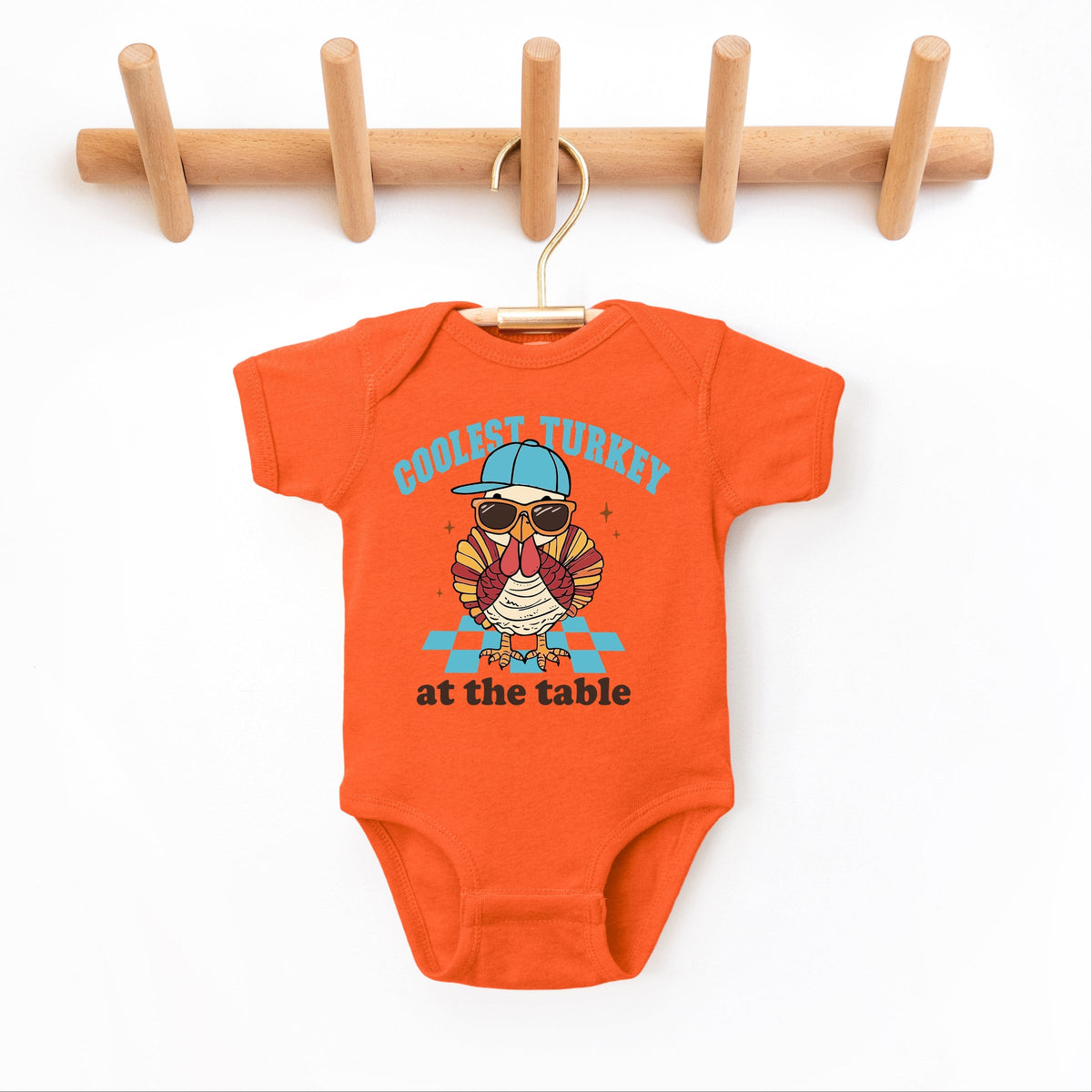 Coolest Turkey At The Table - Baby Short Sleeve Graphic Bodysuit