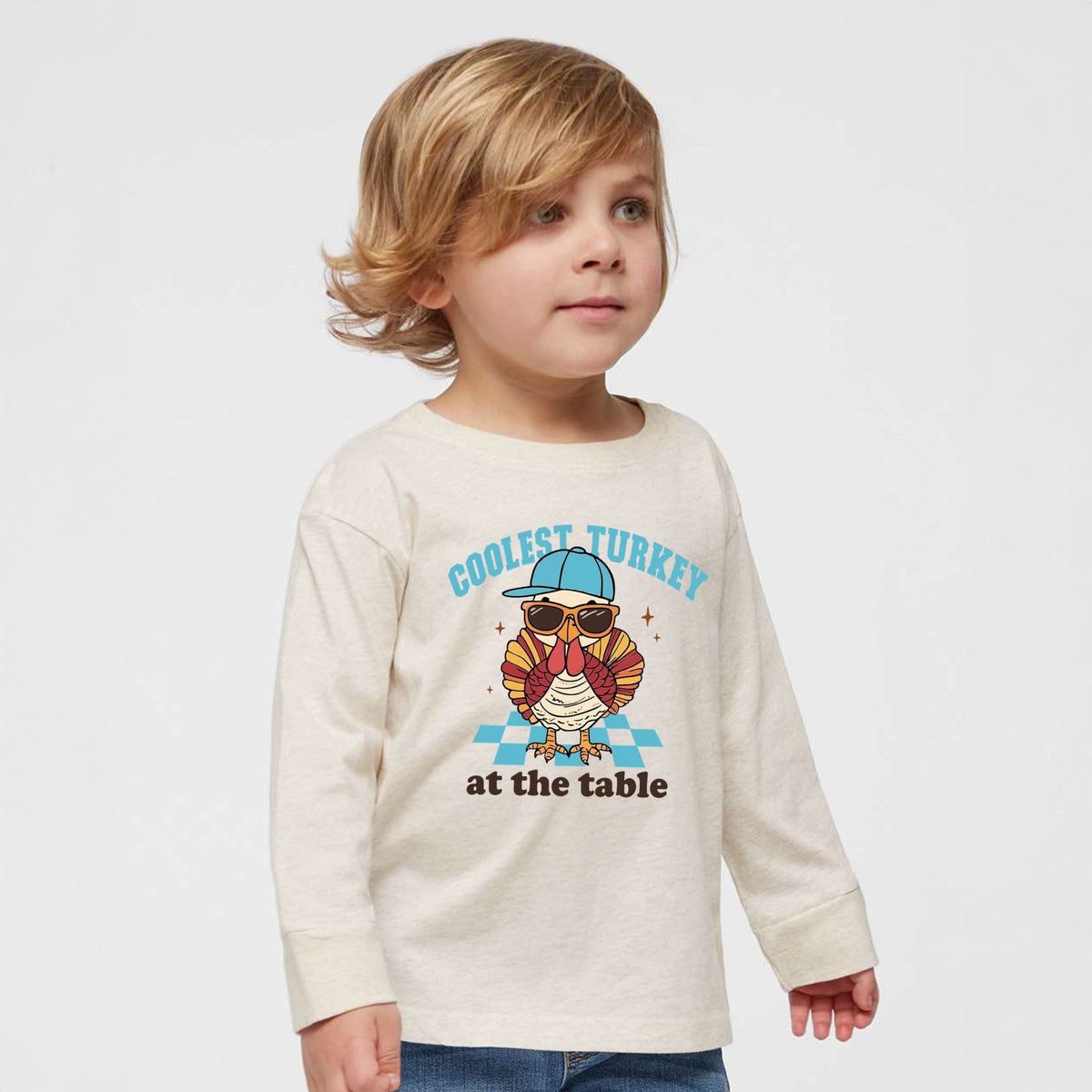 Coolest Turkey At The Table - Toddler Long Sleeve Graphic Tee