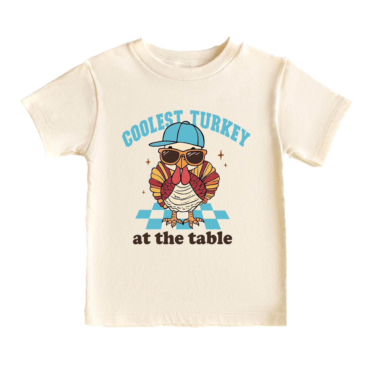 Coolest Turkey At The Table - Toddler Short Sleeve Graphic T-Shirt