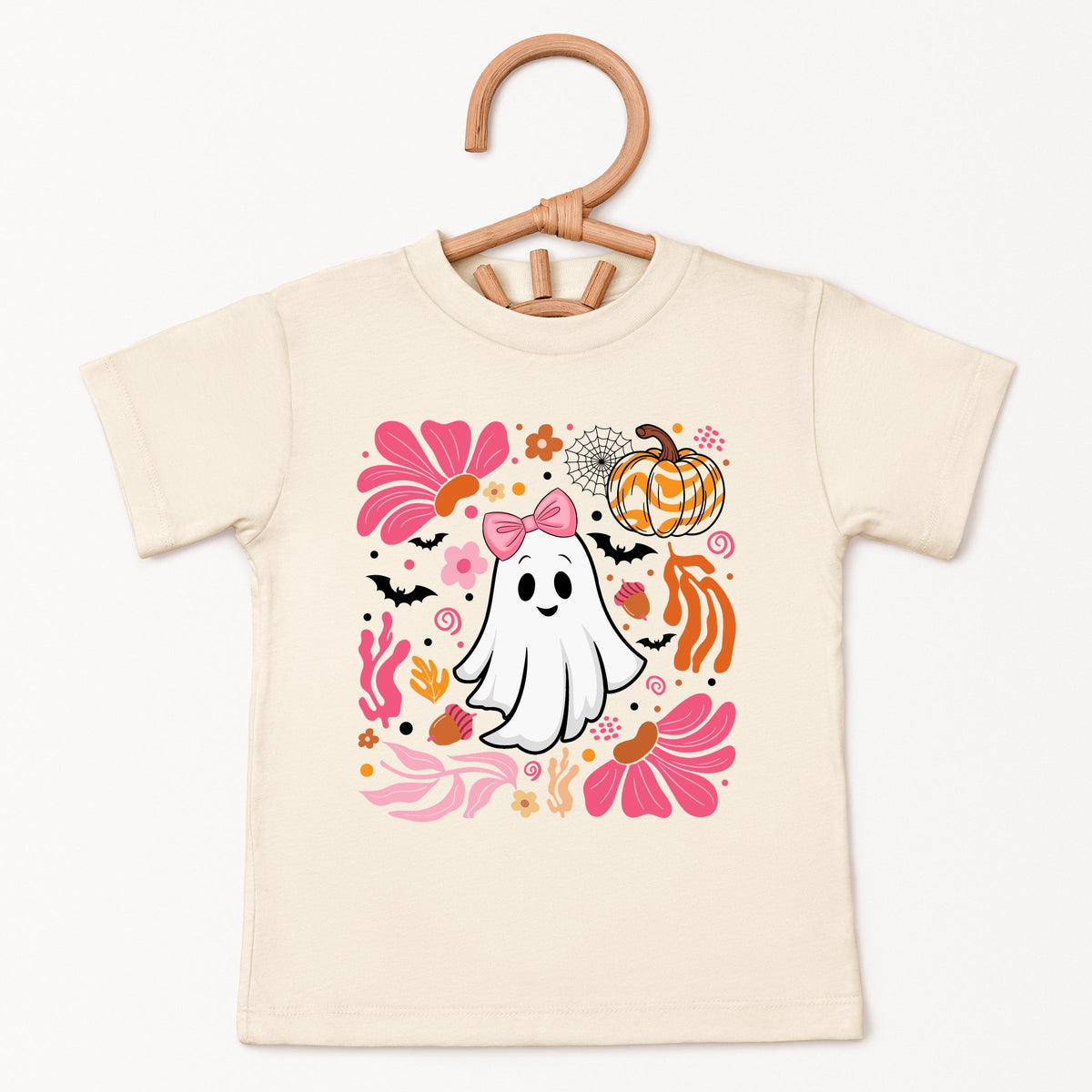Pink Boho Halloween Ghost - Toddler Short Sleeve Graphic T-Shirt