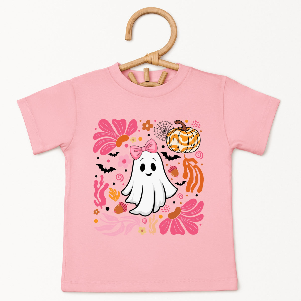 Pink Boho Halloween Ghost - Toddler Short Sleeve Graphic T-Shirt