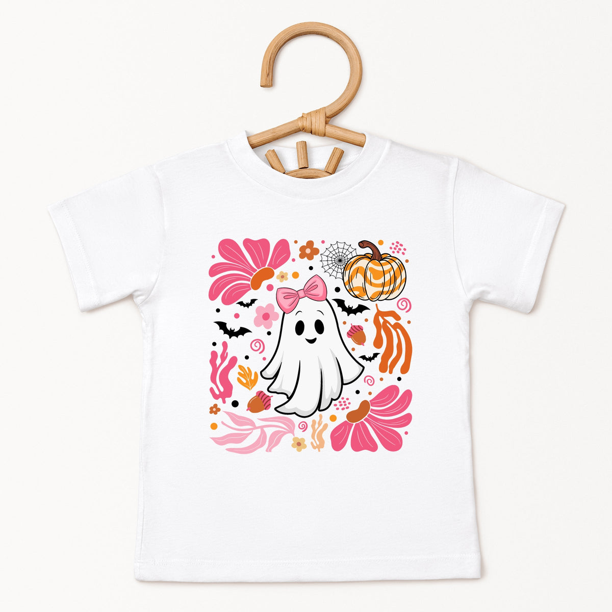 Pink Boho Halloween Ghost - Toddler Short Sleeve Graphic T-Shirt