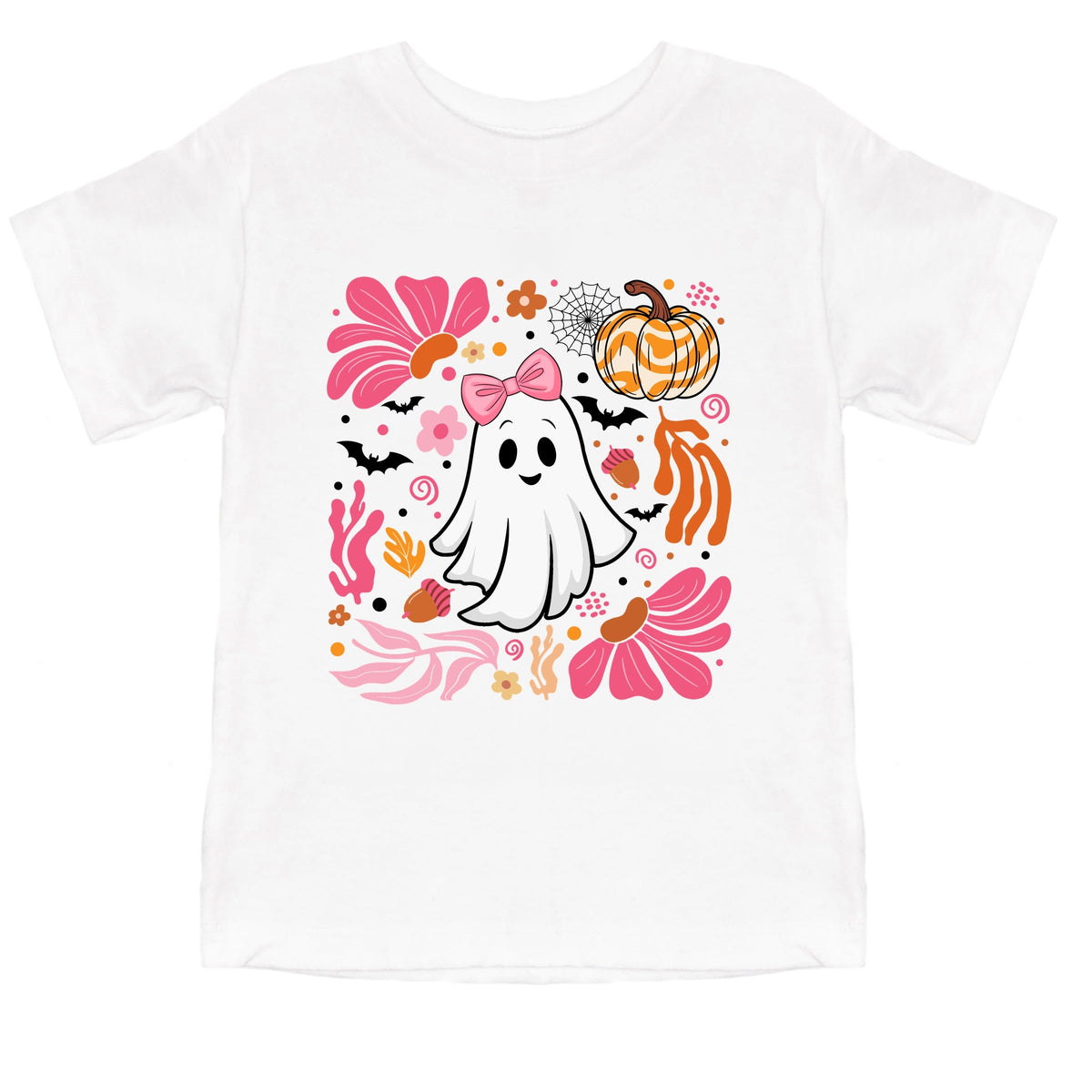 Pink Boho Halloween Ghost - Toddler Short Sleeve Graphic T-Shirt