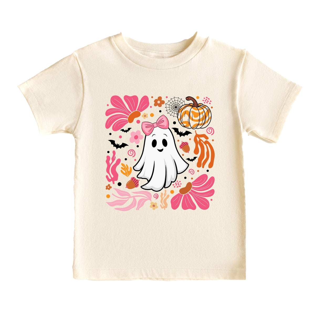 Pink Boho Halloween Ghost - Toddler Short Sleeve Graphic T-Shirt