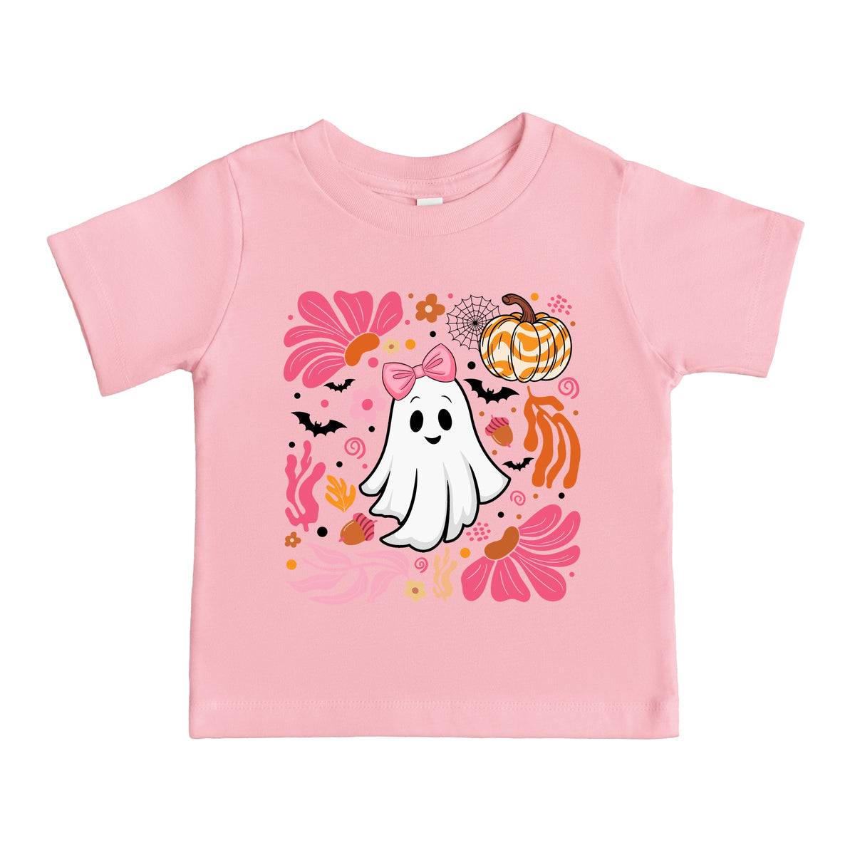 Pink Boho Halloween Ghost - Toddler Short Sleeve Graphic T-Shirt