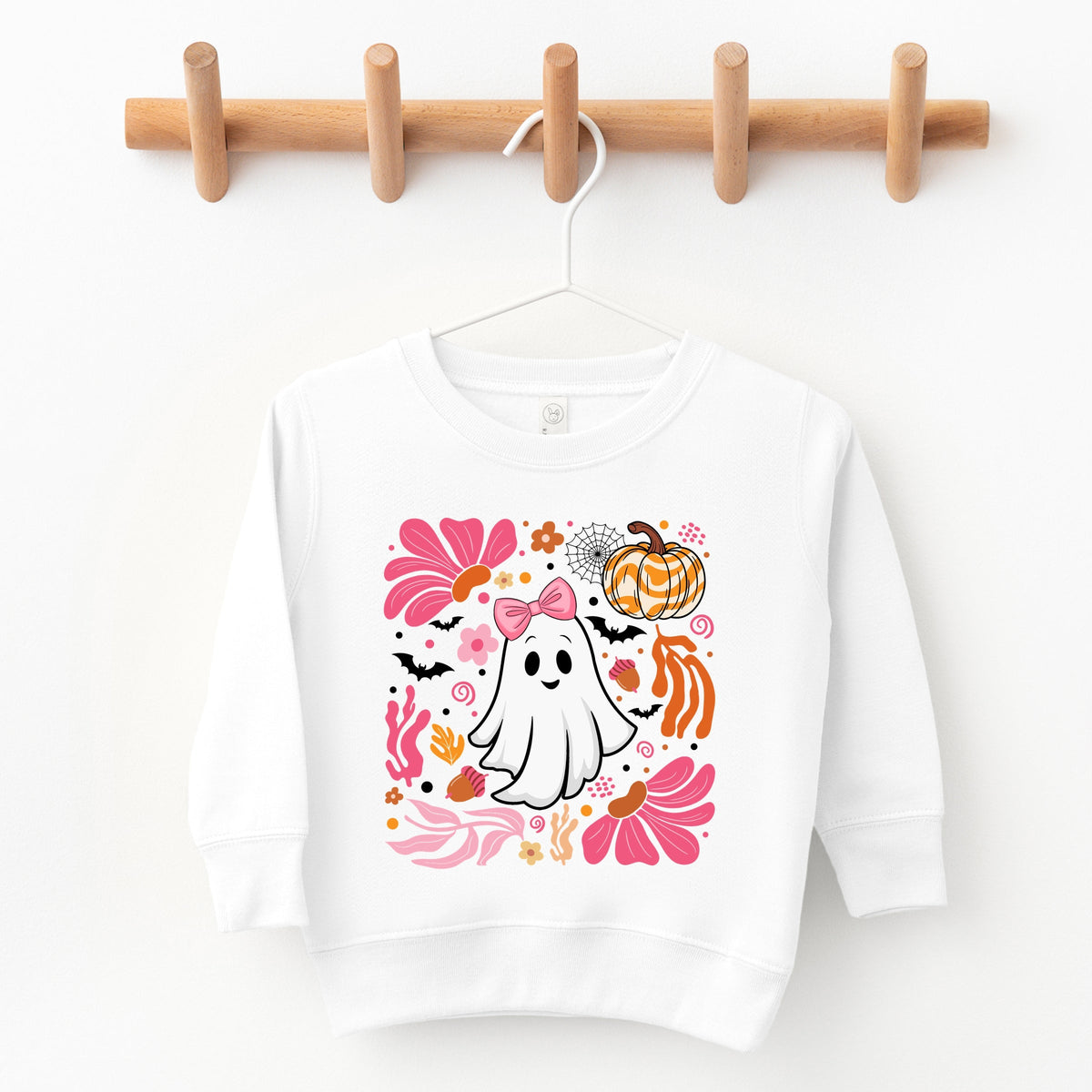 Pink Boho Halloween Ghost - Toddler Graphic Sweatshirt
