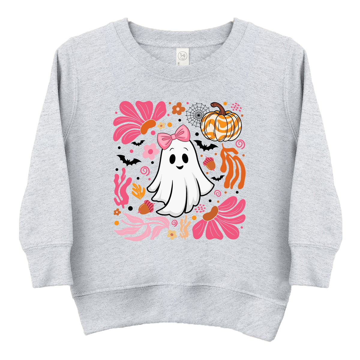 Pink Boho Halloween Ghost - Toddler Graphic Sweatshirt
