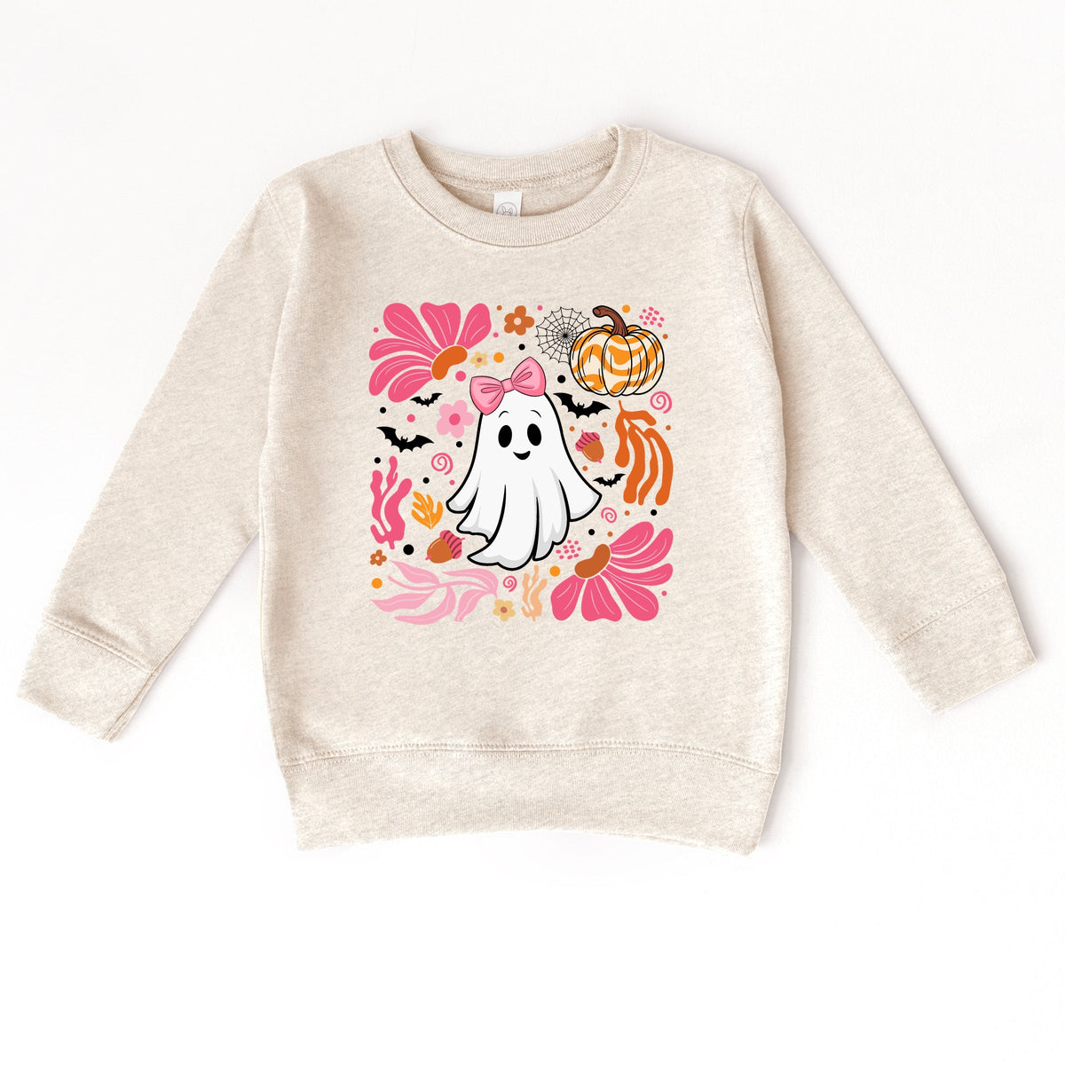 Pink Boho Halloween Ghost - Toddler Graphic Sweatshirt