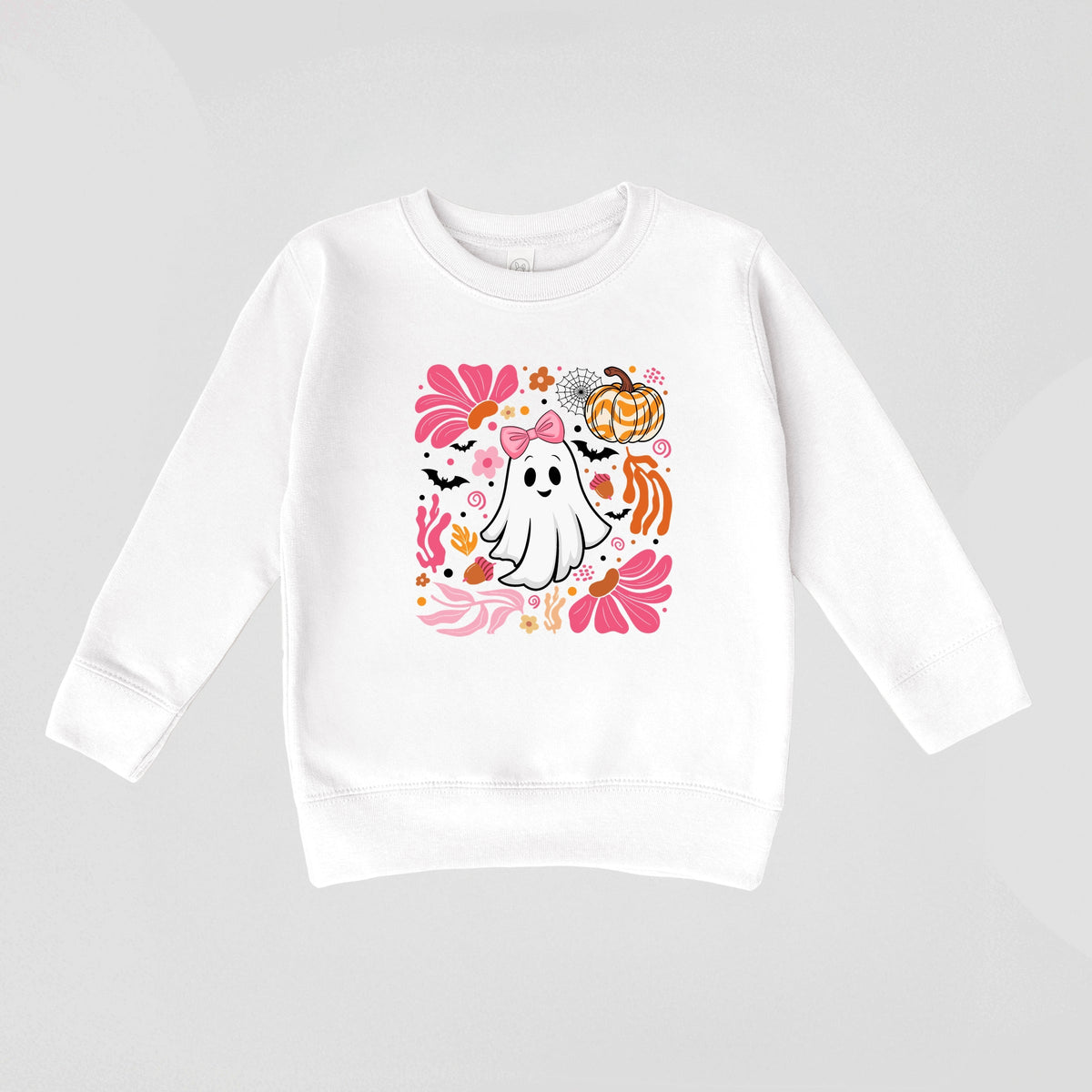 Pink Boho Halloween Ghost - Toddler Graphic Sweatshirt