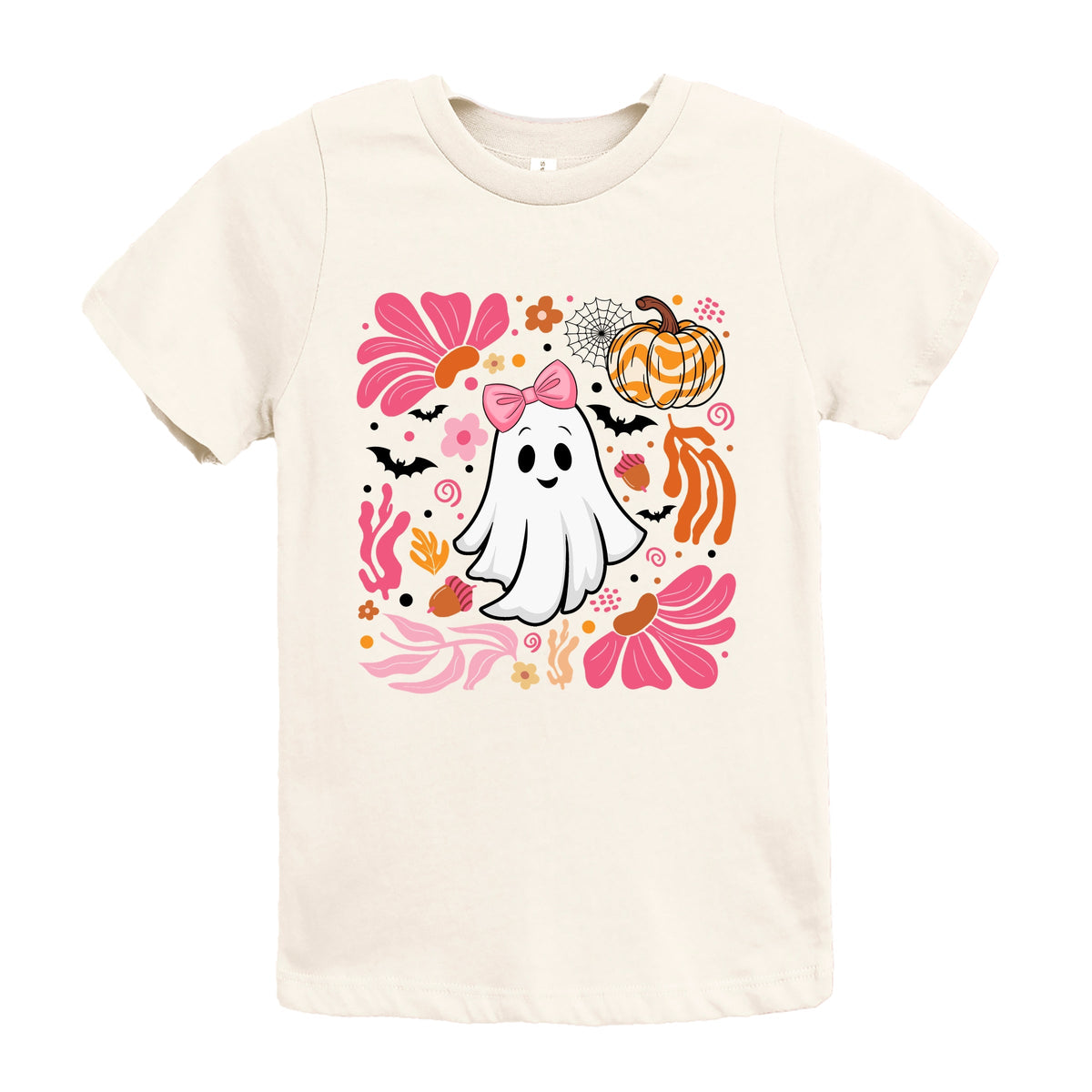 Pink Boho Halloween Ghost - Youth Short Sleeve Graphic T-Shirt