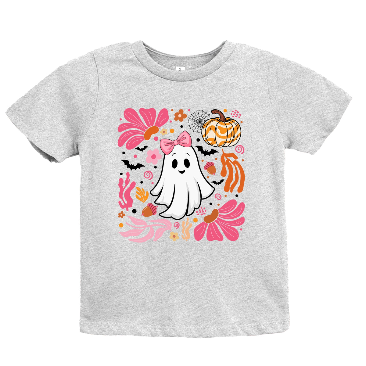 Pink Boho Halloween Ghost - Youth Short Sleeve Graphic T-Shirt