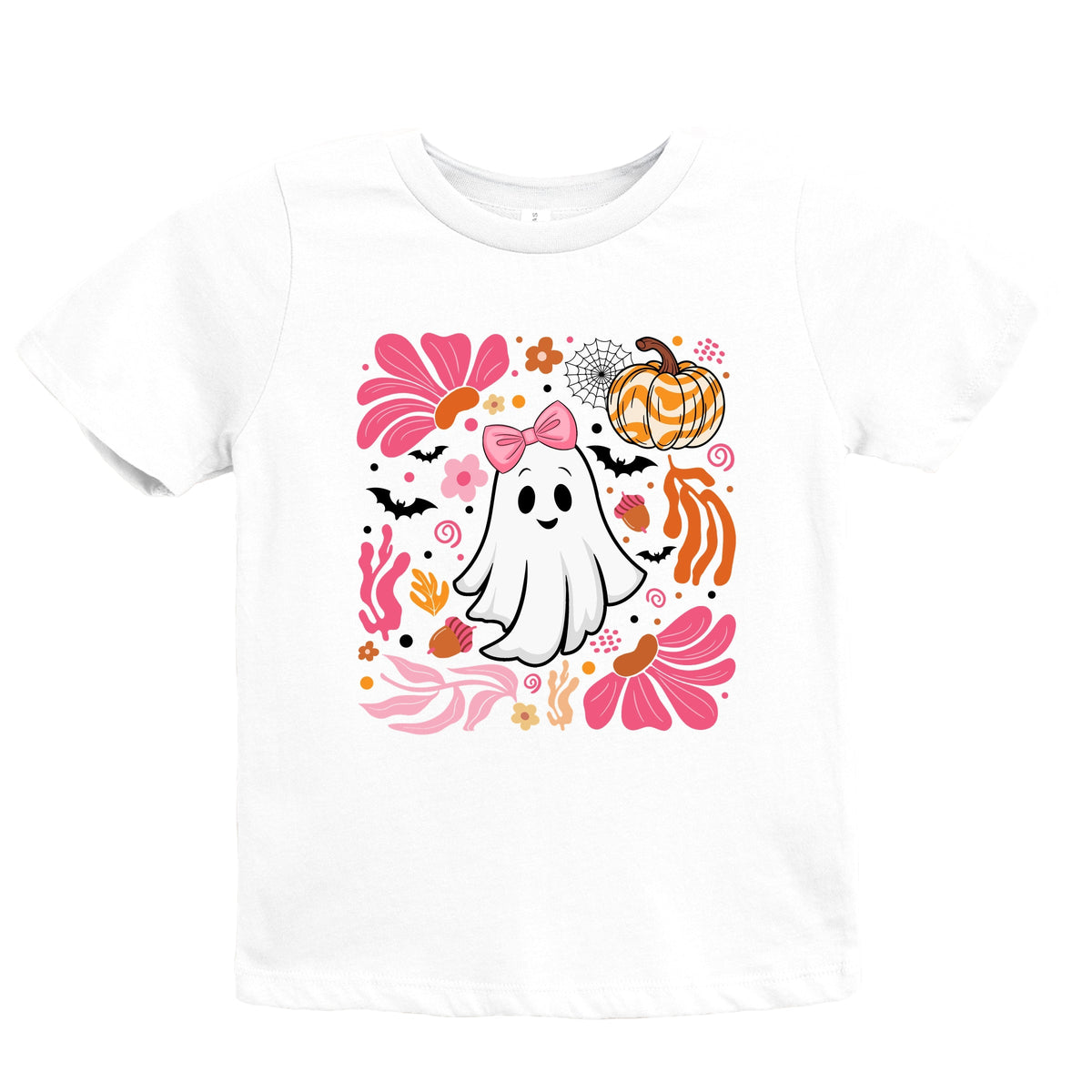 Pink Boho Halloween Ghost - Youth Short Sleeve Graphic T-Shirt